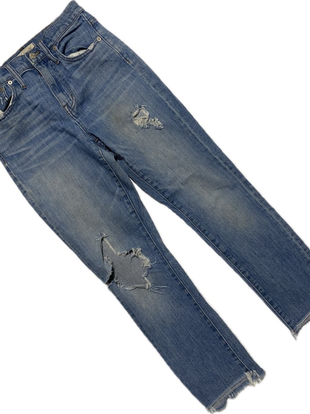 Madewell Light Blue High-Rise Distressed Straight Jeans